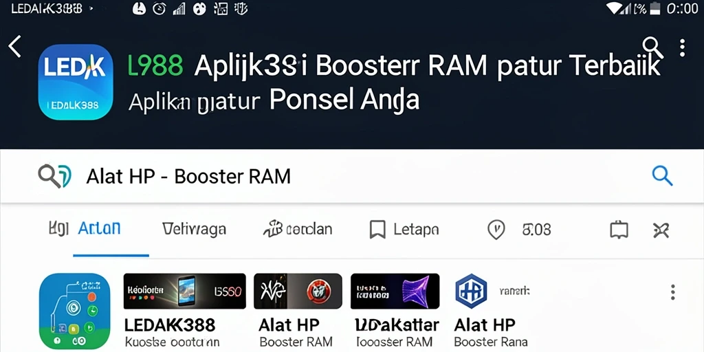 Tampilan antarmuka LEDAK388 untuk fungsi Booster RAM yang intuitif.