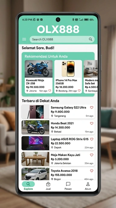 Tampilan katalog aplikasi olx888